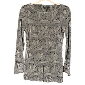 Connected Womens Tunic Size M/L Black Gold Metallic Art Deco Gallery Psychedelic